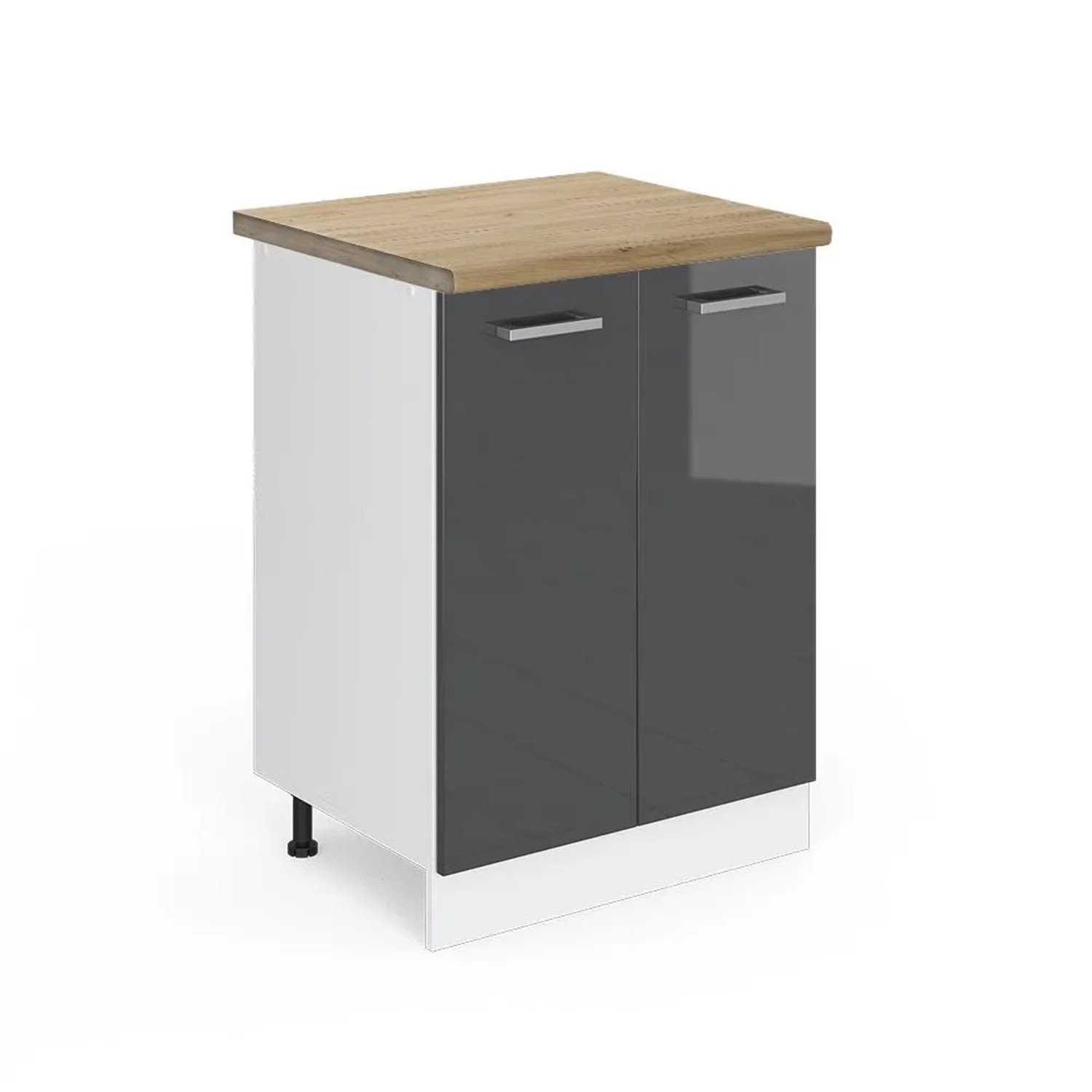 Vicco Küchenunterschrank R-Line Anthrazit Hochglanz Weiß 60 cm AP Eiche