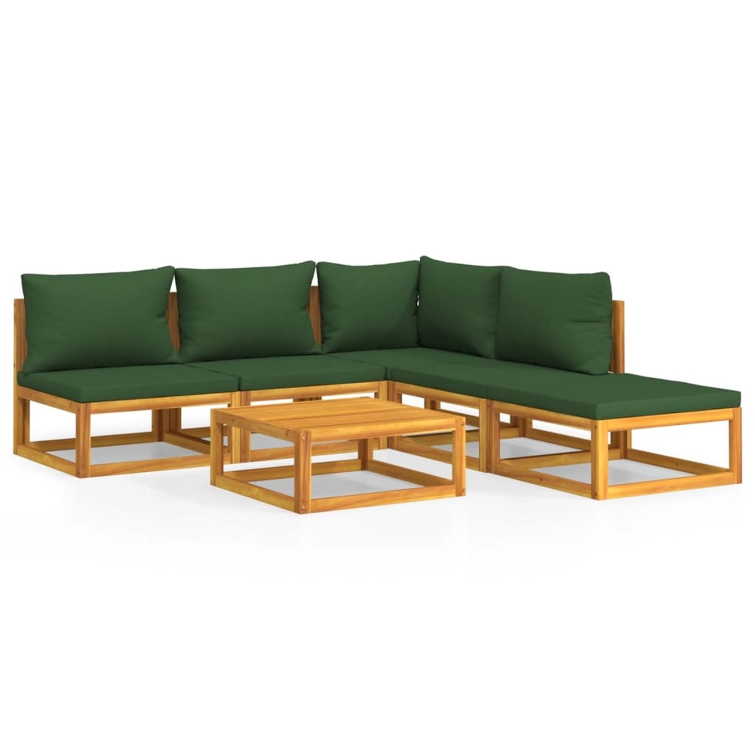 vidaXL 6-tlg Garten-Lounge-Set mit Grünen Kissen Massivholz Modell 6