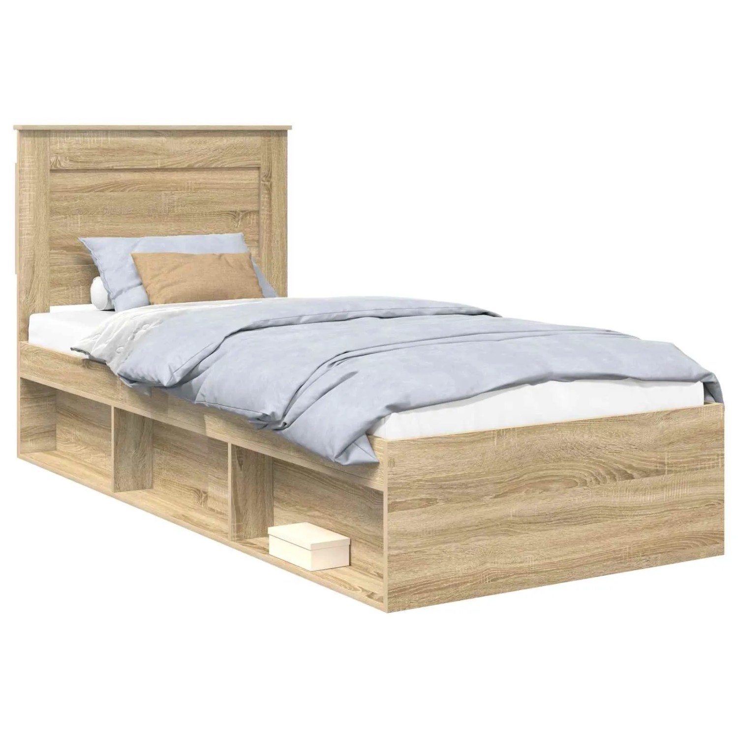 vidaXL Bettrahmen Sonoma-Eiche 75 x 190 cm Massives Kiefernholz 3410146