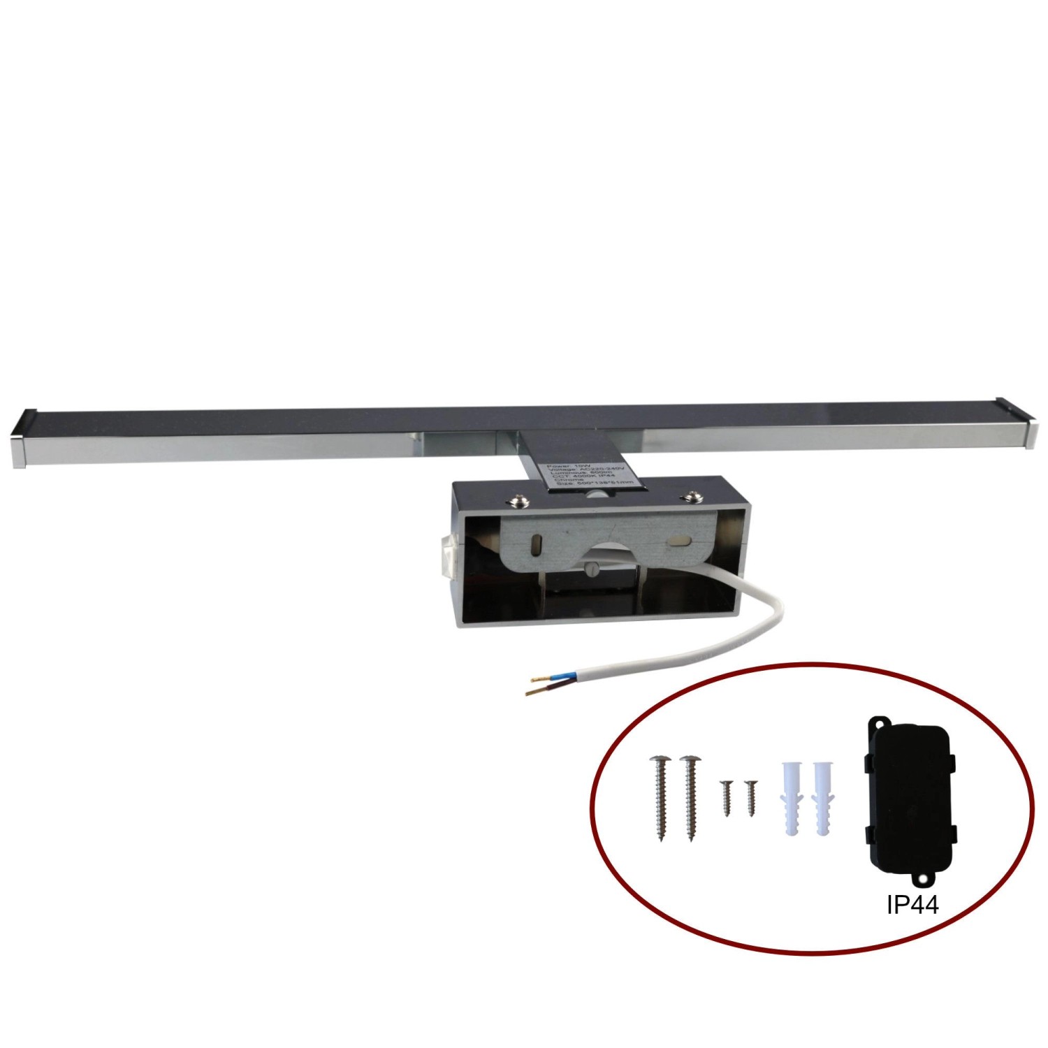 Kalb Wandlampe Chrom 50cm mit Schalter, Badleuchte zur Wandmontage, Spiegelleuchte.