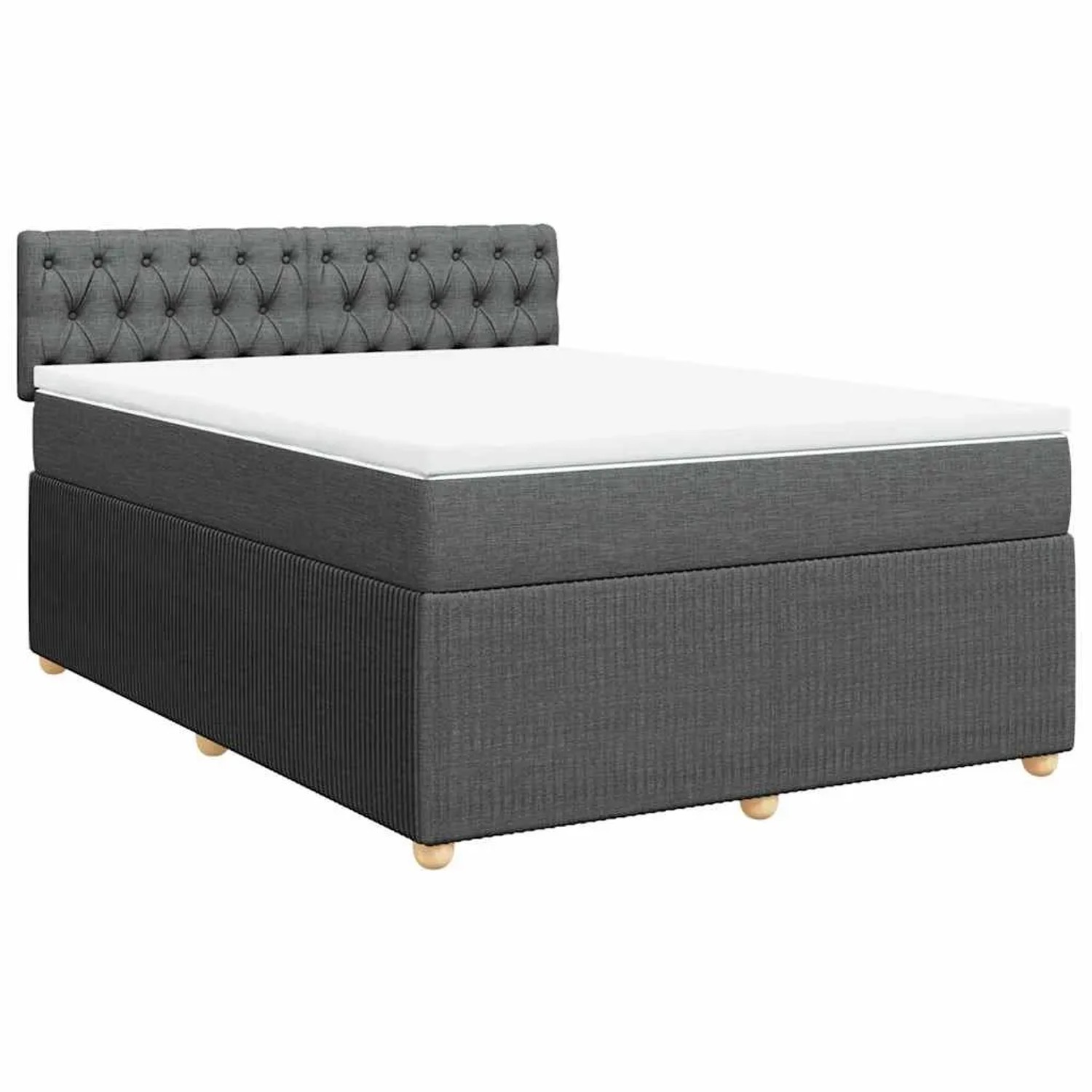 vidaXL Boxspringbett mit Matratze Dunkelgrau 160x200 cm Stoff 3287515