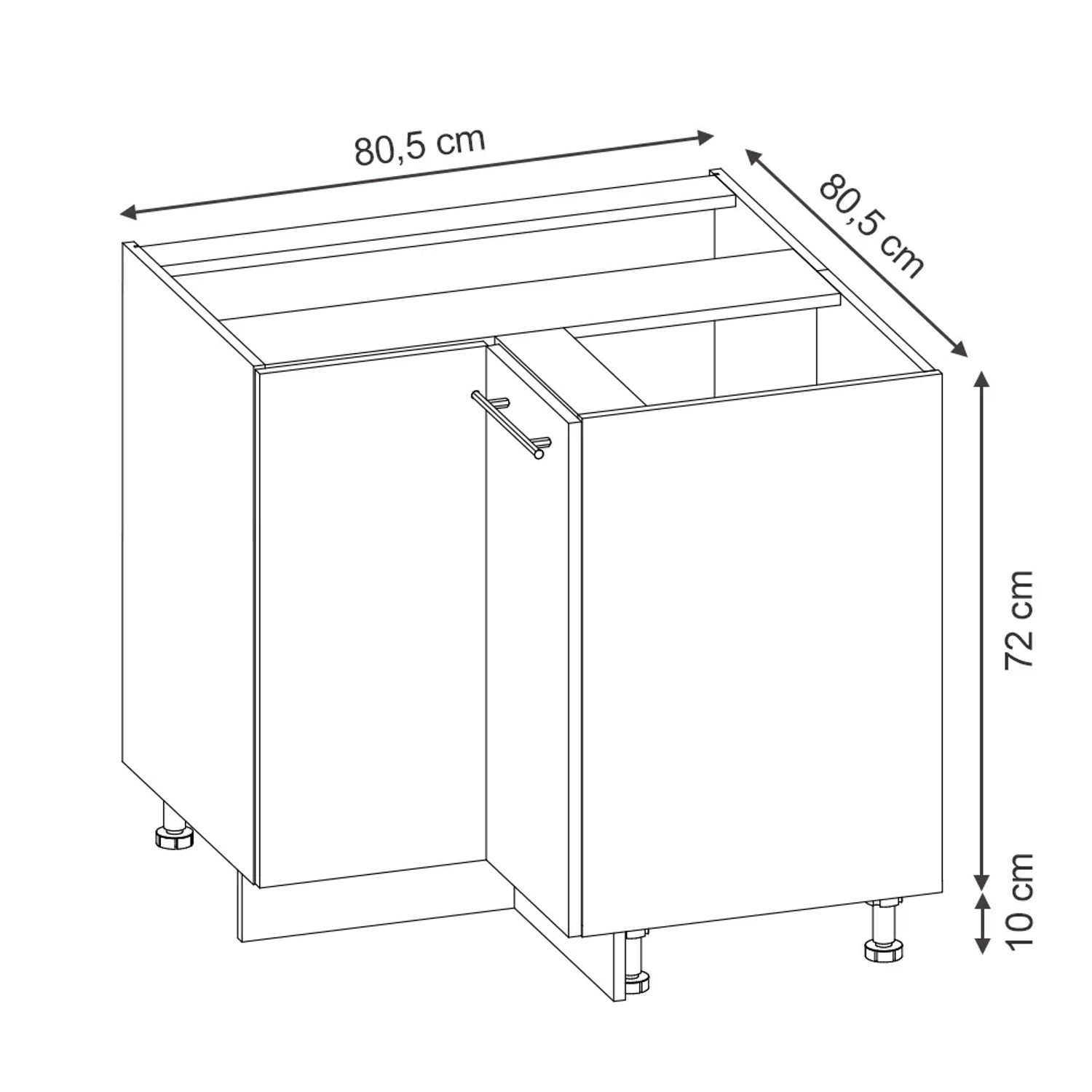 Vicco Eckunterschrank Fame-Line, dunkelblau hochglanz, AP Marmor, Küchenschrank mit Maßen.