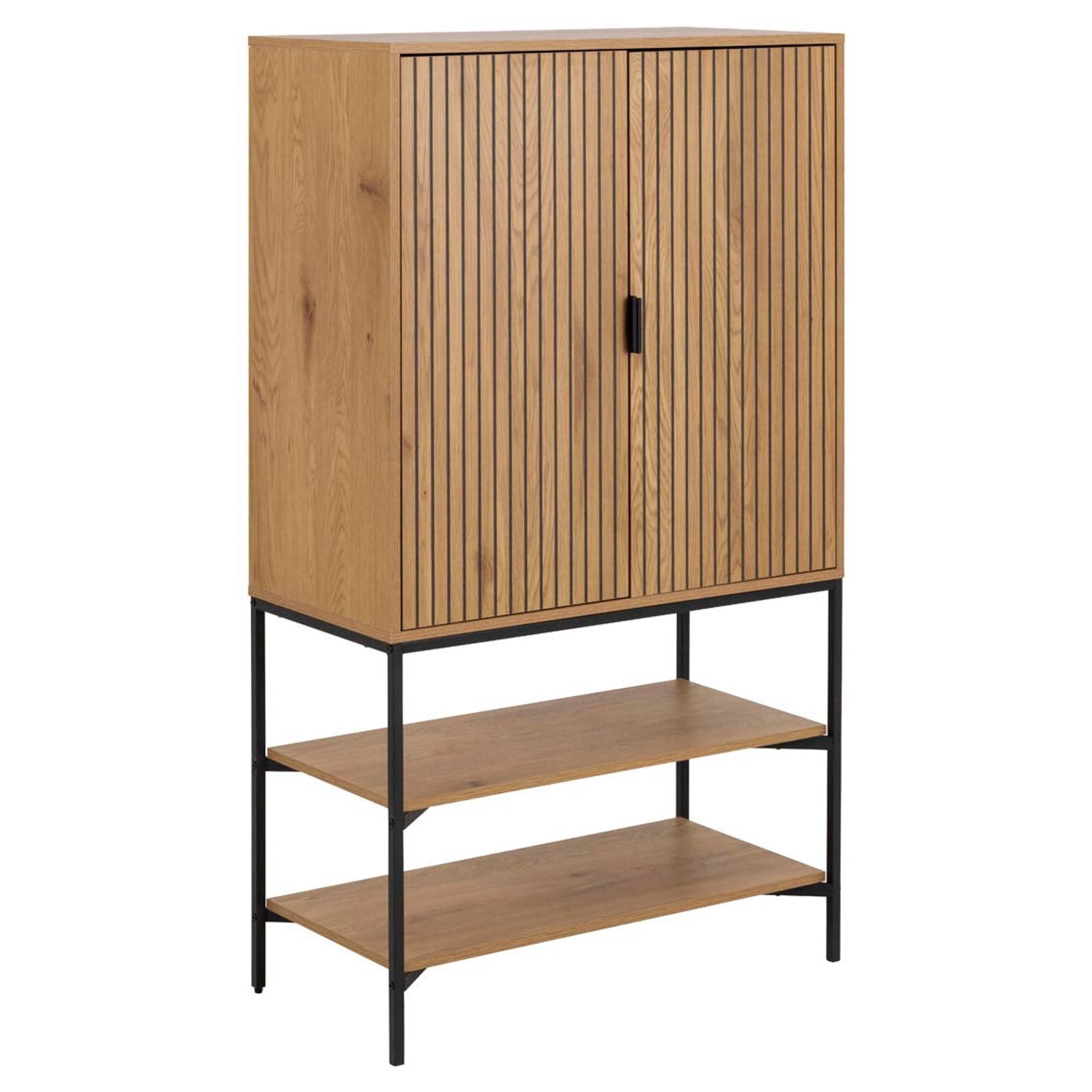 Thumbnail - ebuy24 Jaipur Vitrinenschrank 2 Türen 2 Ablagen Wild Eiche Dekor