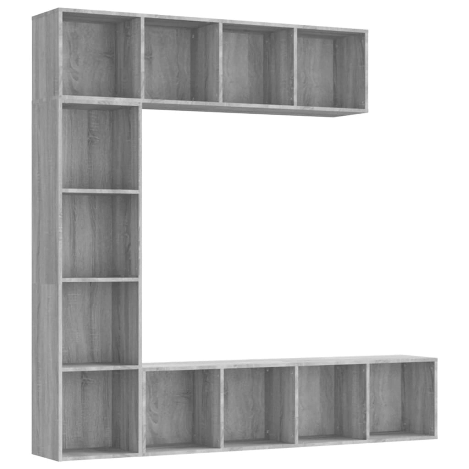 VidaXL 3-tlg. Bücherregal-/TV-Schrank-Set Grau Sonoma 180x30x180 cm günstig online kaufen