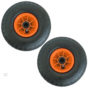 2er Set TRUTZHOLM Sackkarrenräder, Luftreifen 260x85mm, orange Kunststofffelge.