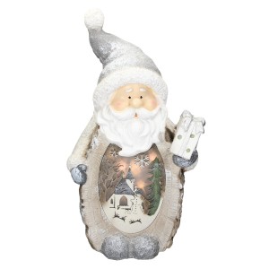 Weihnachtsmann Deko Figur mit LED Beleuchtung, 52cm, warmweiß. Weihnachtsdekoration für Innen.