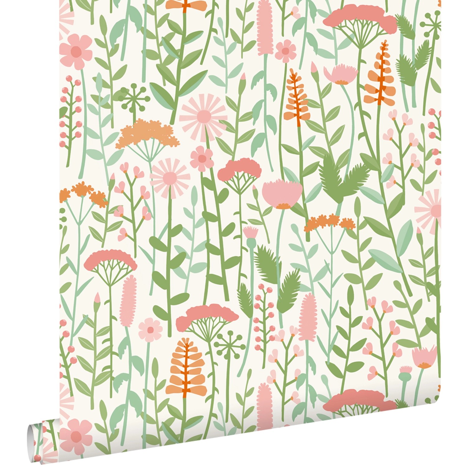 ESTAhome Tapete Feldblumen Grün und Rosa 50 x 900 cm günstig online kaufen
