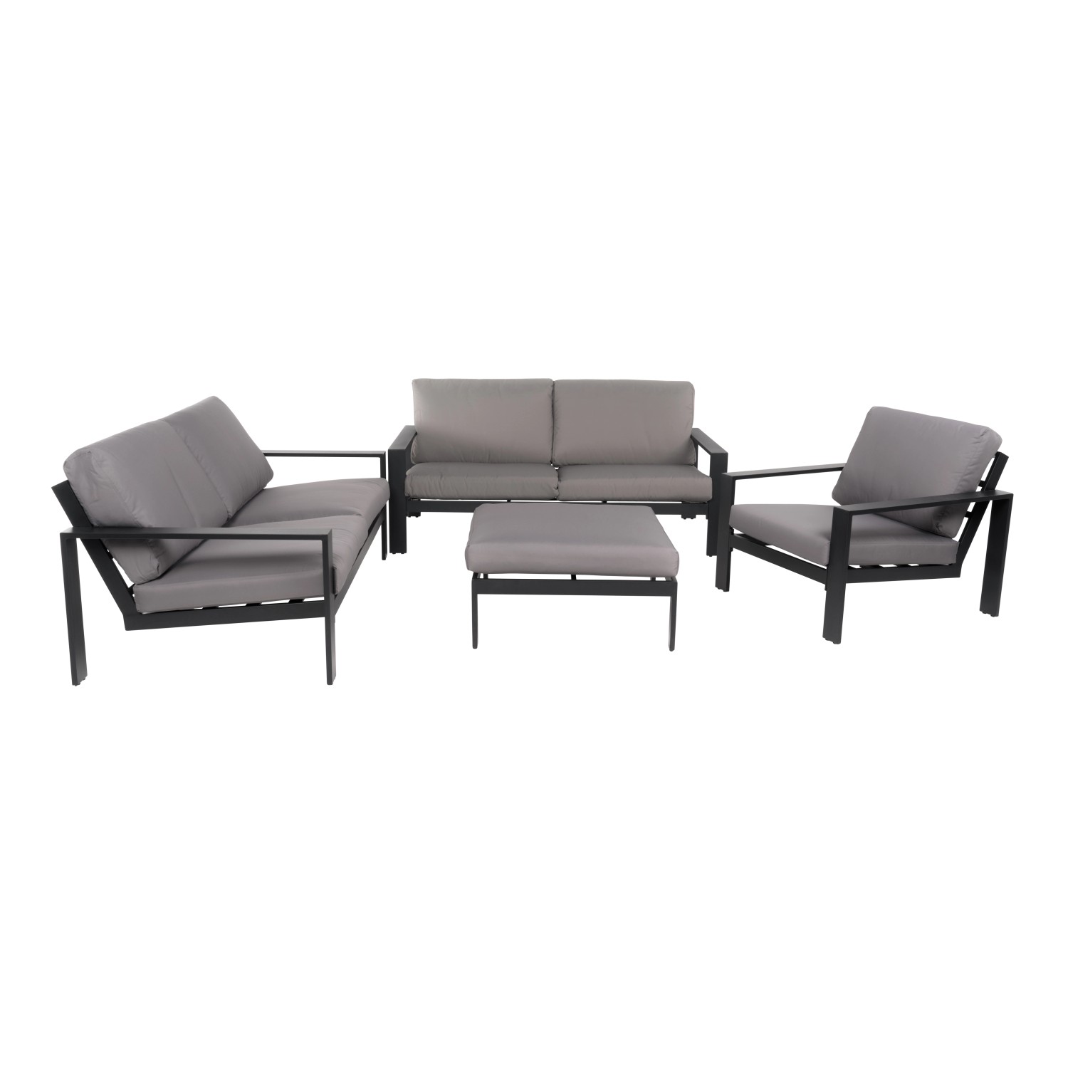Home Deluxe Lounge-Set Rio XL 4-teilig Aluminium Schwarz-Hellgrau
