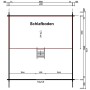 Grundriss Alpholz Gartenhaus Schwedenhaus 44: Maße und Raumaufteilung mit Schlafboden.