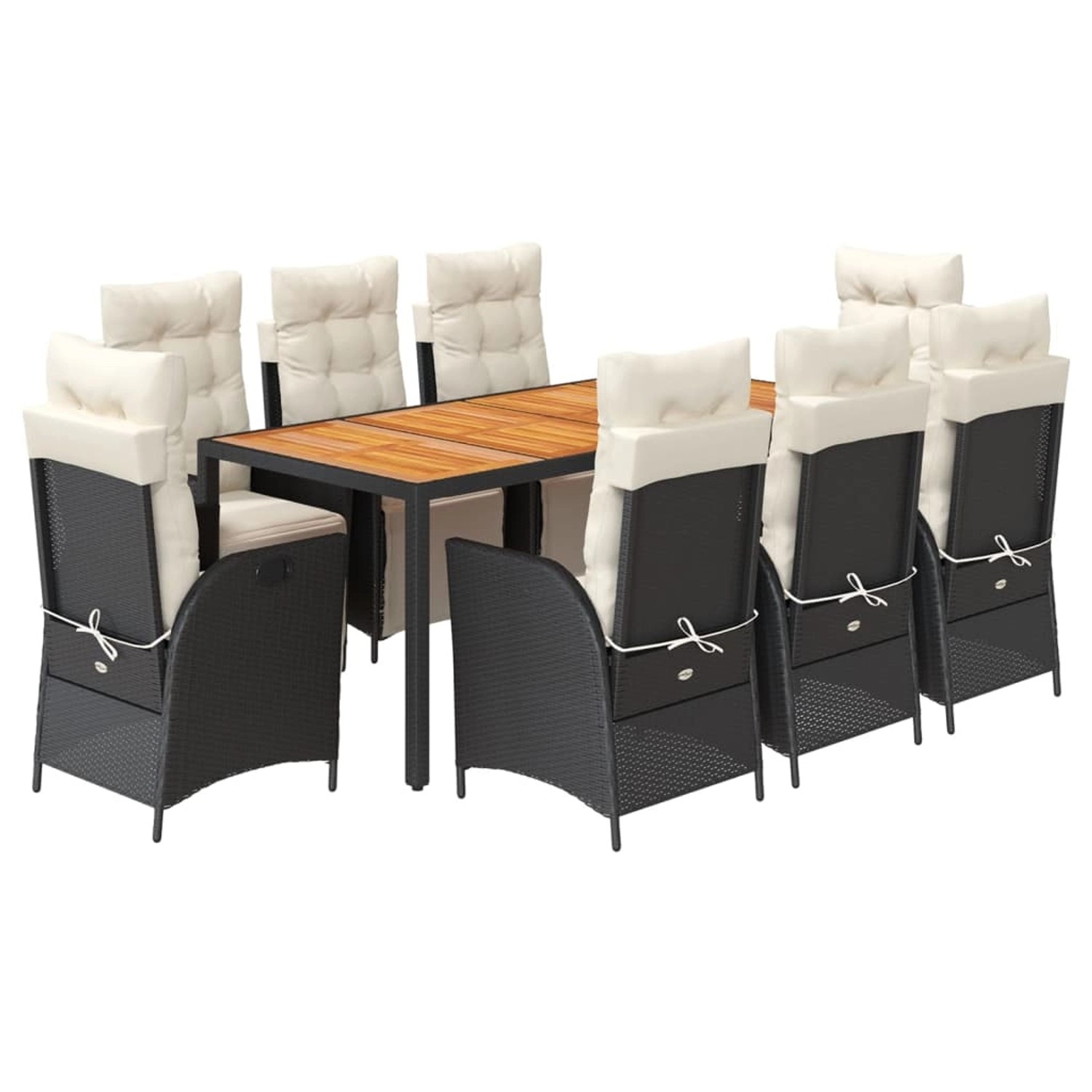 vidaXL 9-Tlg Garten-Essgruppe mit Kissen Schwarz Poly Rattan 3213337 günstig online kaufen