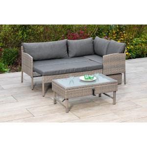 Merxx Gartenmöbelset Viletta: Eckbank mit Tisch, Stahlgestell und Polster. Lounge-Gartenmöbel für Balkon und Terrasse.