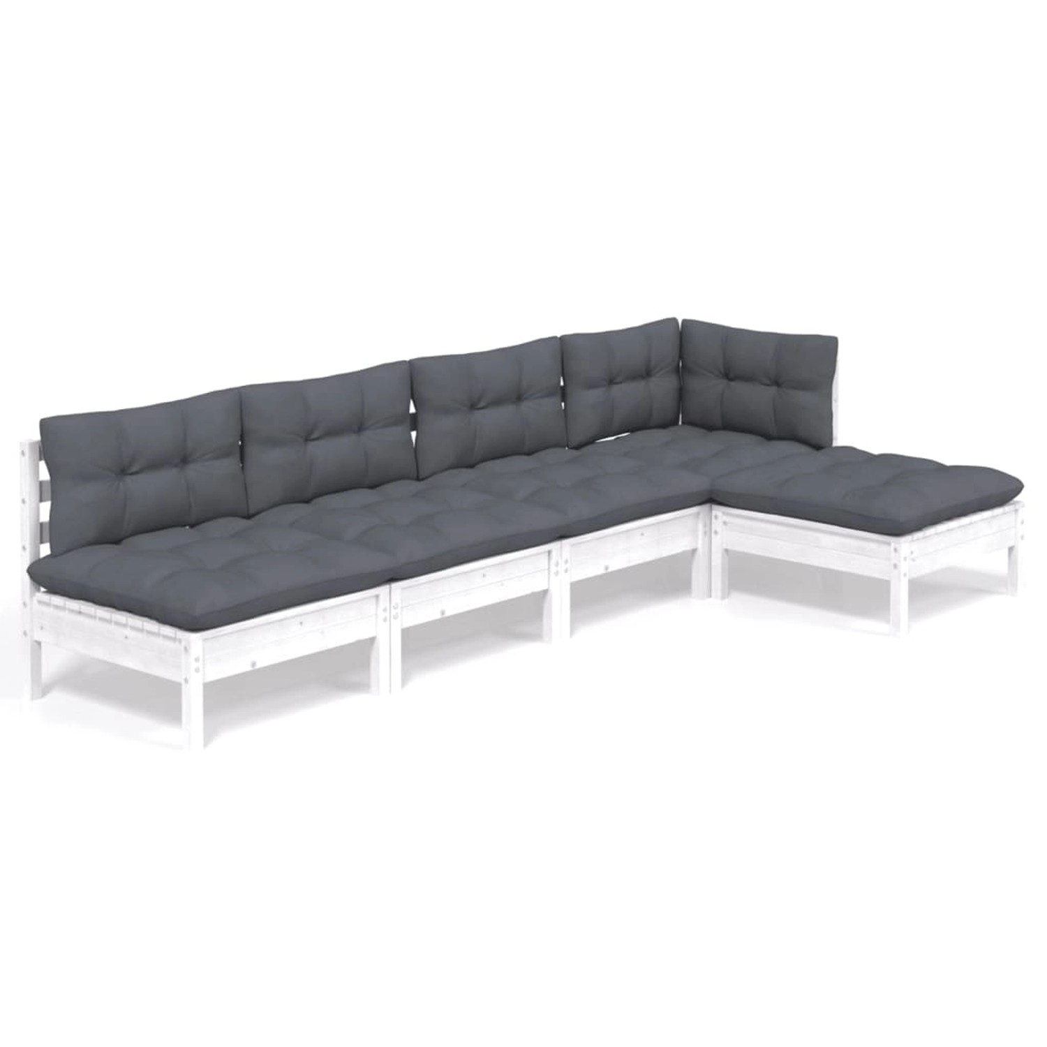 vidaXL 5-Tlg Garten-Lounge-Set mit Kissen Weiß Kiefernholz 3096335 günstig online kaufen