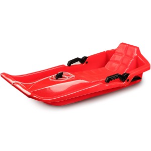 Roter Ondis24 Kinderschlitten Basic, 2-Sitzer Rodel mit Bremse, 88 cm für Winterspaß.