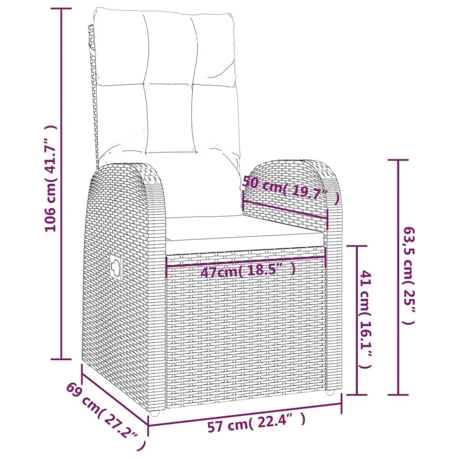 2er Set schwarze Gartenliegen aus Polyrattan mit Auflagen. Bequeme Sonnenliegen für Garten, Balkon oder Terrasse.