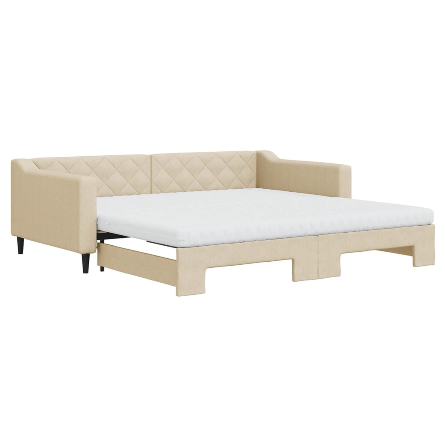 vidaXL Tagesbett Ausziehbar mit Matratzen Creme 100x200 cm Stoff1846533