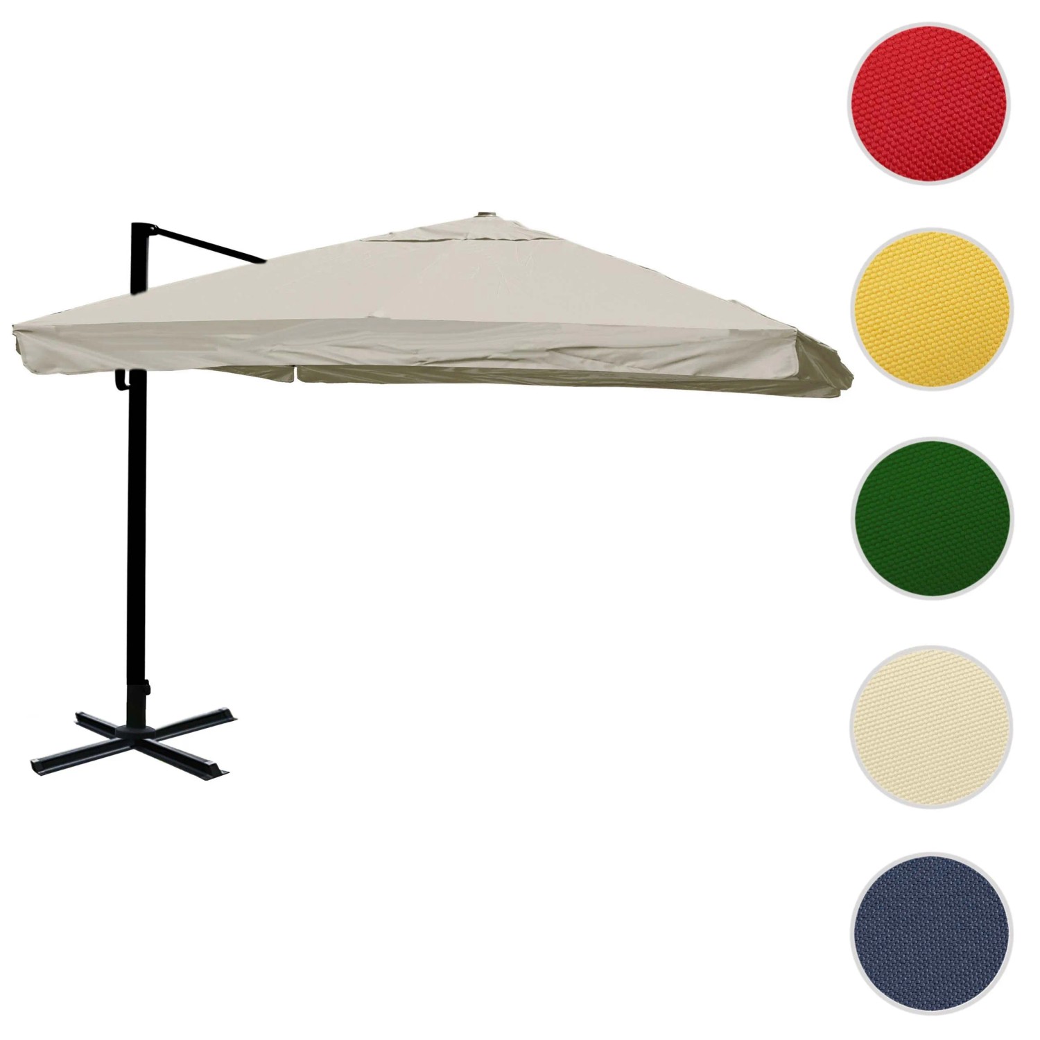 MCW Ampelschirm A96 3x4m in Creme-Grau, drehbar, ohne Ständer. Verschiedene Farben verfügbar.