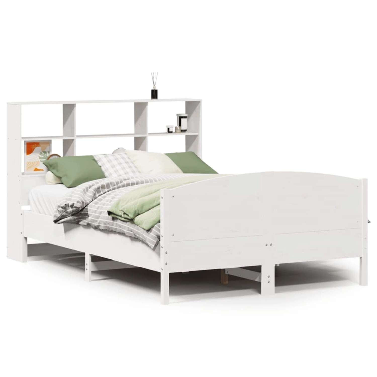 vidaXL Massivholzbett mit Regal ohne Matratze Weiß 120x200 cm Kiefer 332310 günstig online kaufen