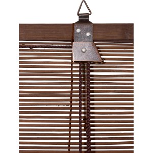 Detailaufnahme: OBI Bambus-Raffrollo Teak, 100x160 cm, mit Zugschnüren und Aufhängung.