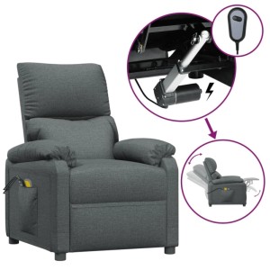 vidaXL Massagesessel Elektrisch Dunkelgrau Stoff 3073828