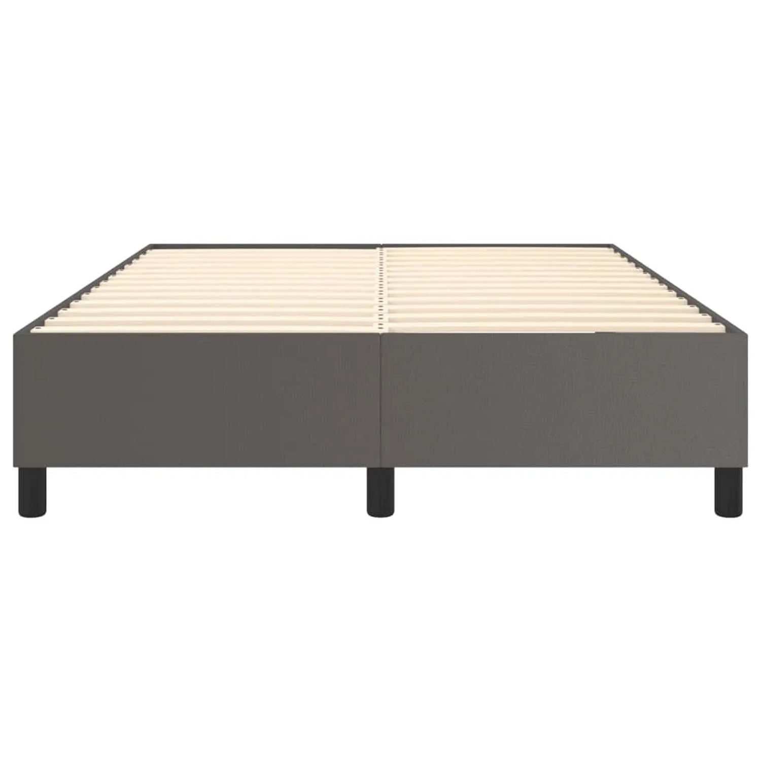 Graues vidaXL Boxspringbett 140x200 cm aus Kunstleder, ohne Matratze.