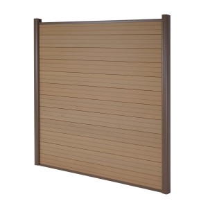 WPC-Sichtschutz Savoie Basiselement in Teak mit Aluminiumrahmen für den Garten.