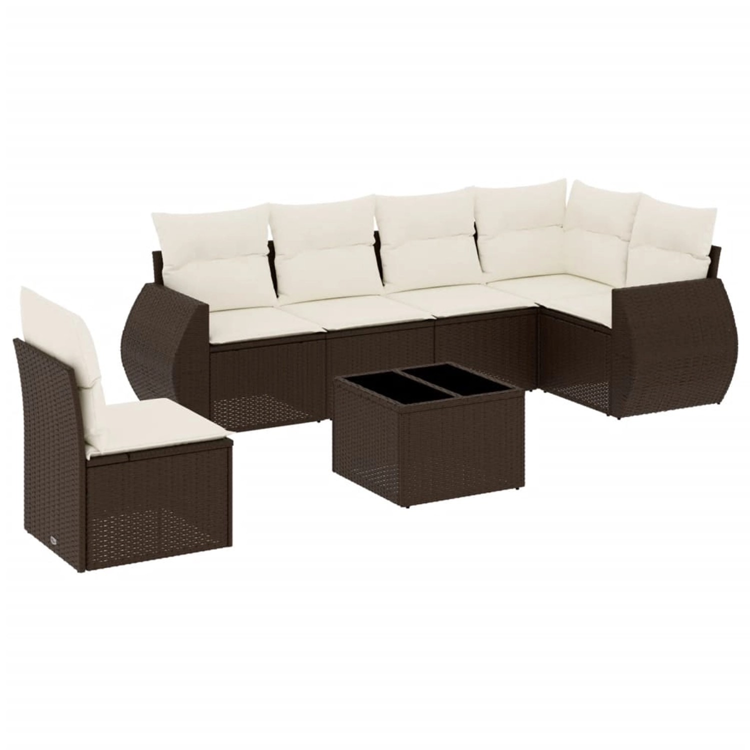 vidaXL 7-Tlg Garten-Sofagarnitur mit Kissen Braun Poly Rattan 3221442 günstig online kaufen