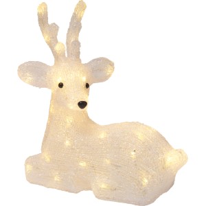 Liegendes, weißes Deko-Rentier (37 cm) mit warmweißen LEDs für den Außenbereich.