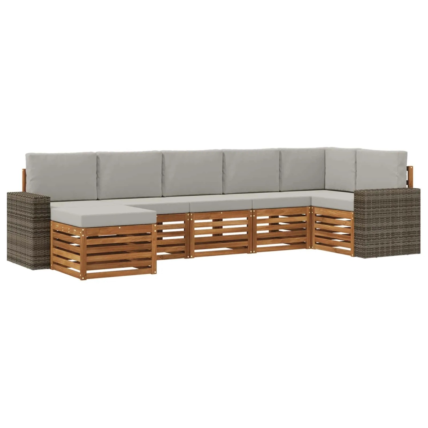 vidaXL Ecksofa Set mit Kissen 7 Stk Natur und Hellgrau 3384637