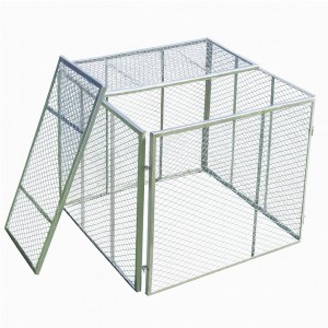 Feuerverzinkter TRUTZHOLM Metallkomposter 100x100x80 cm mit zweiteiligem Deckel aus Streckmetall.