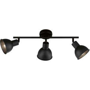 Schwarze, 3-flammige Fischer & Honsel Deckenleuchte Speedy, 45 cm breit, für Spots im Innenbereich.