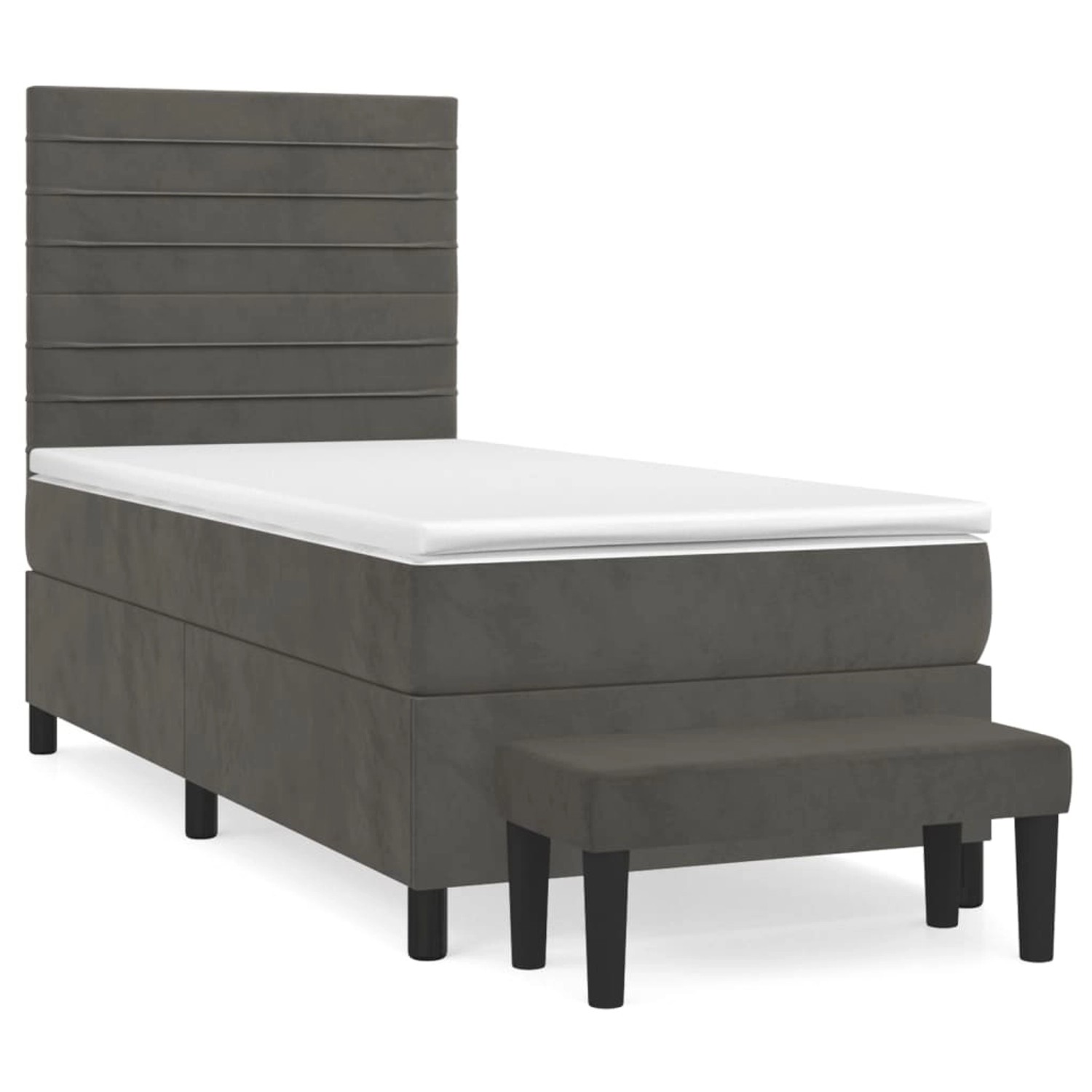 vidaXL Boxspringbett mit Matratze Dunkelgrau 100x200 cm Samt1367897 günstig online kaufen