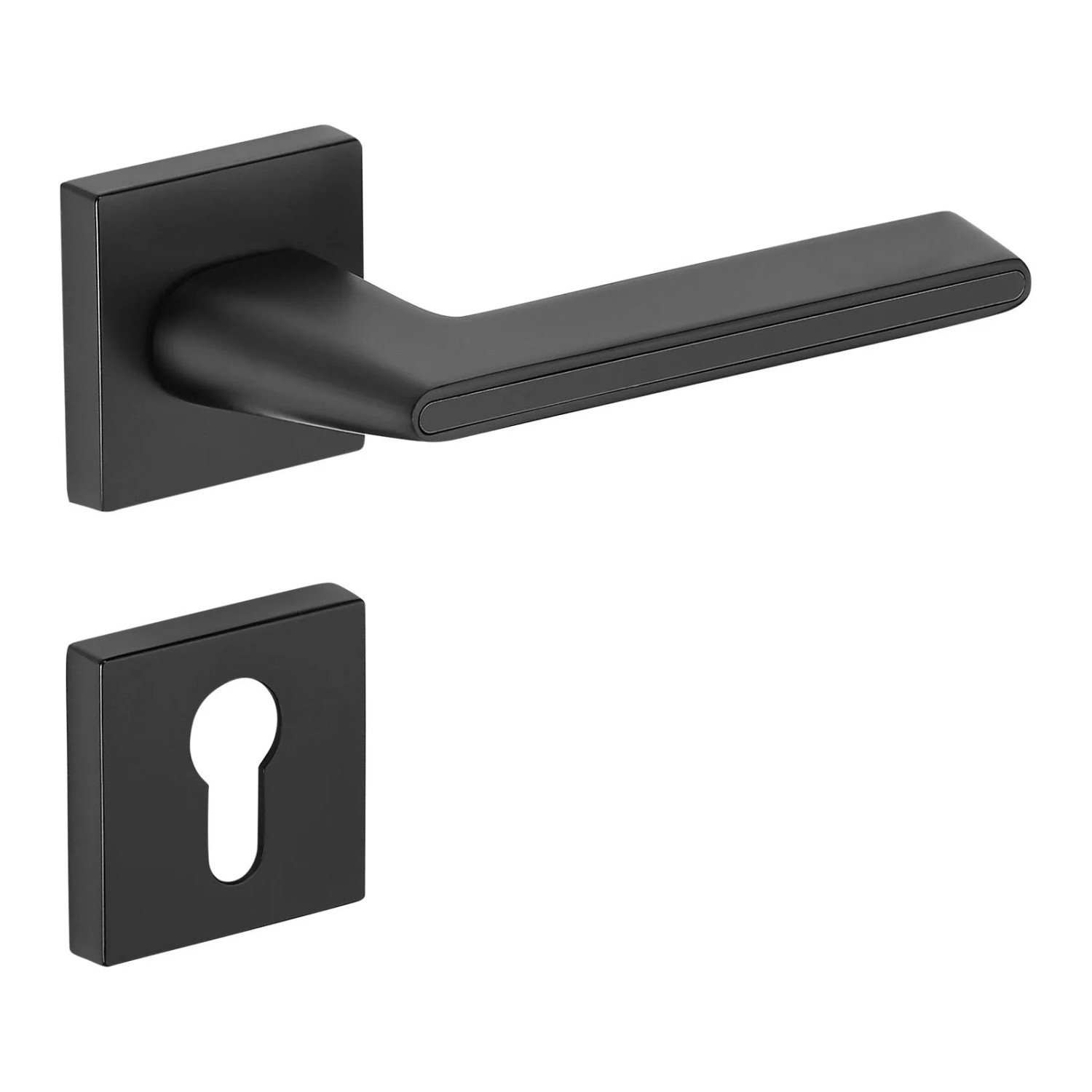 SOTECH Türdrücker NIKLAS Aluguss mit Rosetten für Profilzylinder PZ Schwarz Matt inkl. Befestigungsmaterial