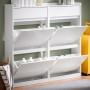 SoBuy Schuhschrank mit 4 Klappen Schuhkommode Schmal Schuhregal Weiß 98x95x19cm FSR169-W_9