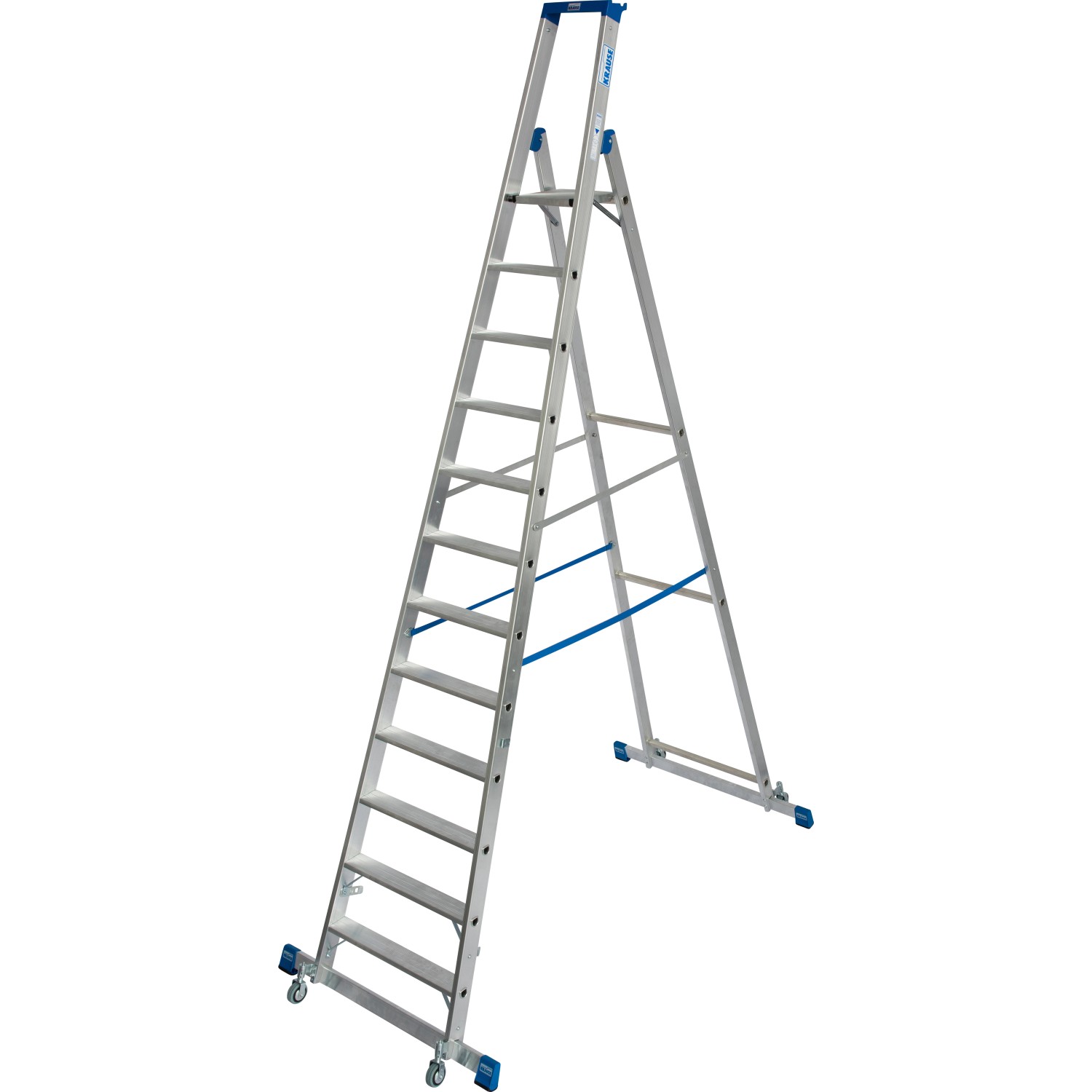 Krause Stehleiter Stabilo mit Traversen Fahrbar 12 Stufen 345 x 111 x 221 c günstig online kaufen