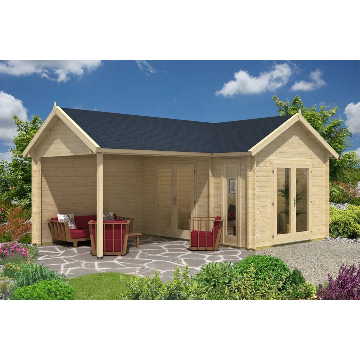 Alpholz Gartenhaus/Gerätehaus Holly-40 ISO Satteldach 660 cm x 438 cm Hellbraun