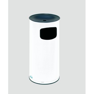 PROREGAL Klassischer Runder Kombiascher HxBxT 71 x 35,5 x 35,5 cm Verzinkter Stahl Weiß