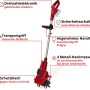 Einhell Akku-Bodenhacke GE-CR 18/20 Li E Solo: Rote Motorhacke mit Hackmessern und Akku für Garten und Beet.