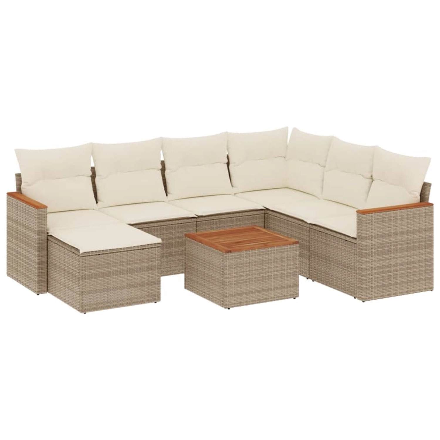 vidaXL 8-Tlg Garten-Sofagarnitur mit Kissen Beige Poly Rattan 3226212 günstig online kaufen