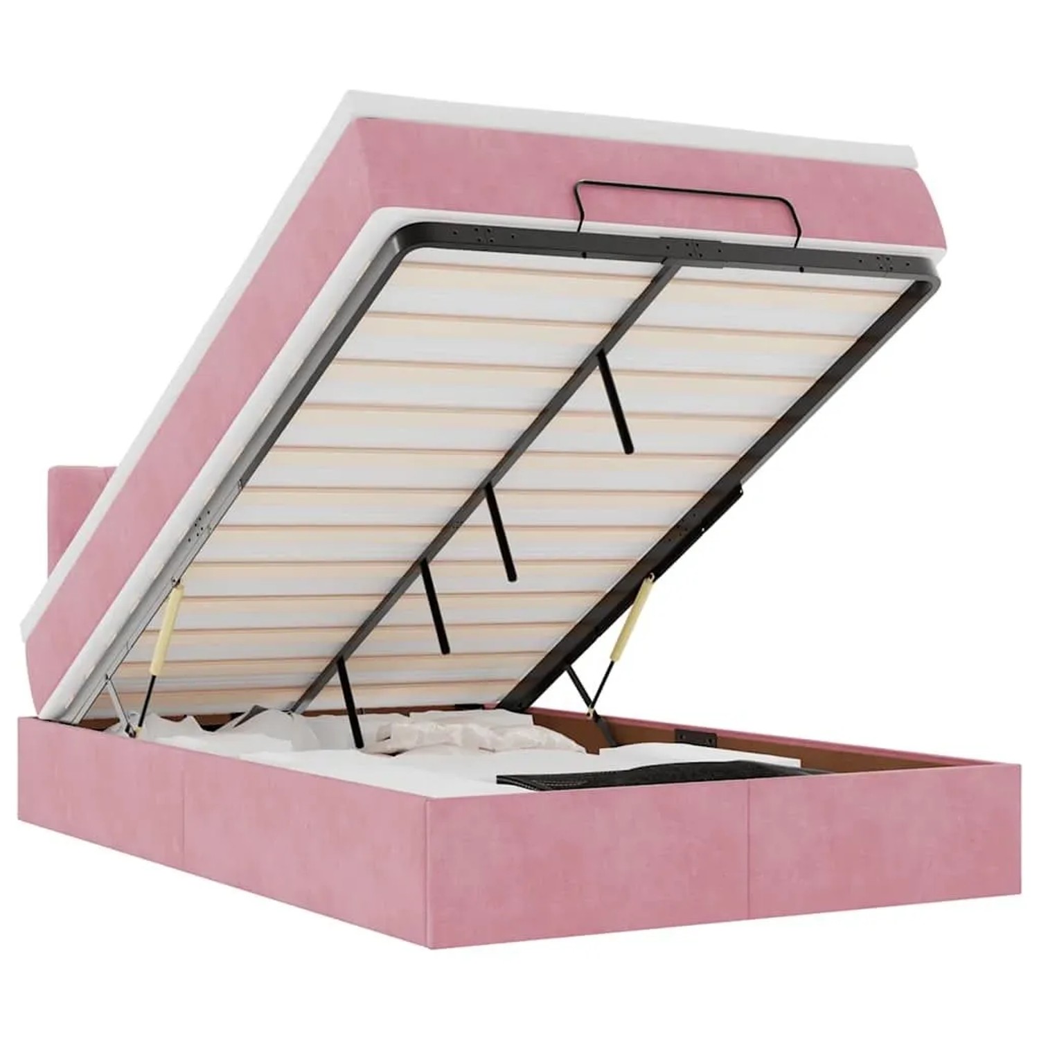 vidaXL Ottoman-Bett mit Matratze & LEDs Rosa 120x200 cm Samt 3312691