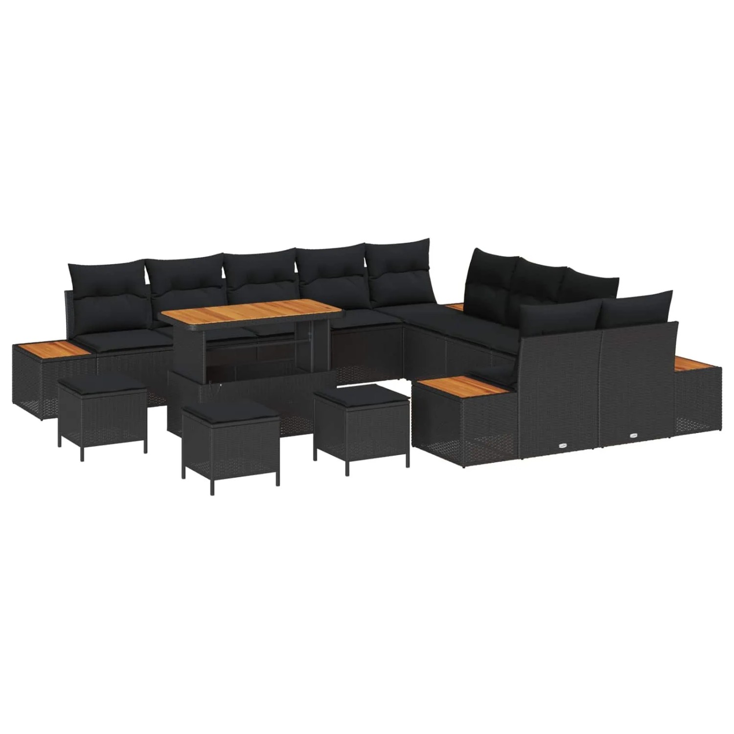 vidaXL Gartensofa-set mit Kissen 14-Tlg Schwarz Poly-Rattan 3364929 günstig online kaufen
