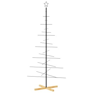 Schwarzer Metall Weihnachtsbaum (180cm) mit Holzständer von furnicato.