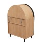 Rückseite des PXloue Schuhschranks Sideboards in Holzoptik mit runder Oberseite, schwarzen Beinen und Wandbefestigung.