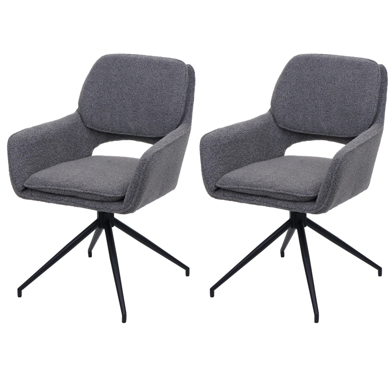 MCW Esszimmerstuhl N74 2er-Set Stoff Boucle 540g/m² Grau günstig online kaufen