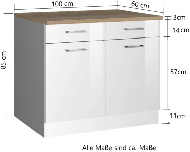 Held Möbel Küchenunterschrank cm kaufen OBI bei Weiß/Weiß Mailand 100 Hochglanz