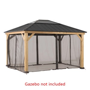 Sunjoy Zedernholz Gazebo Netz, Khaki, 393x452cm. Moskitonetz für Pavillon, Insektenschutz.