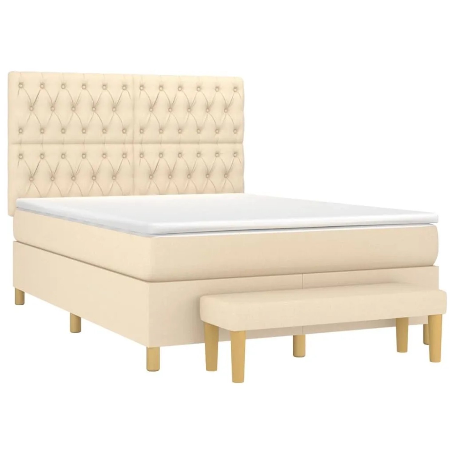 vidaXL Boxspringbett mit Matratze Creme 140x200 cm Stoff 3137402
