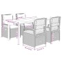 vidaXL 5-tlg. Garten Essgruppe mit Kissen, beige Poly Rattan, mit Maßangaben.