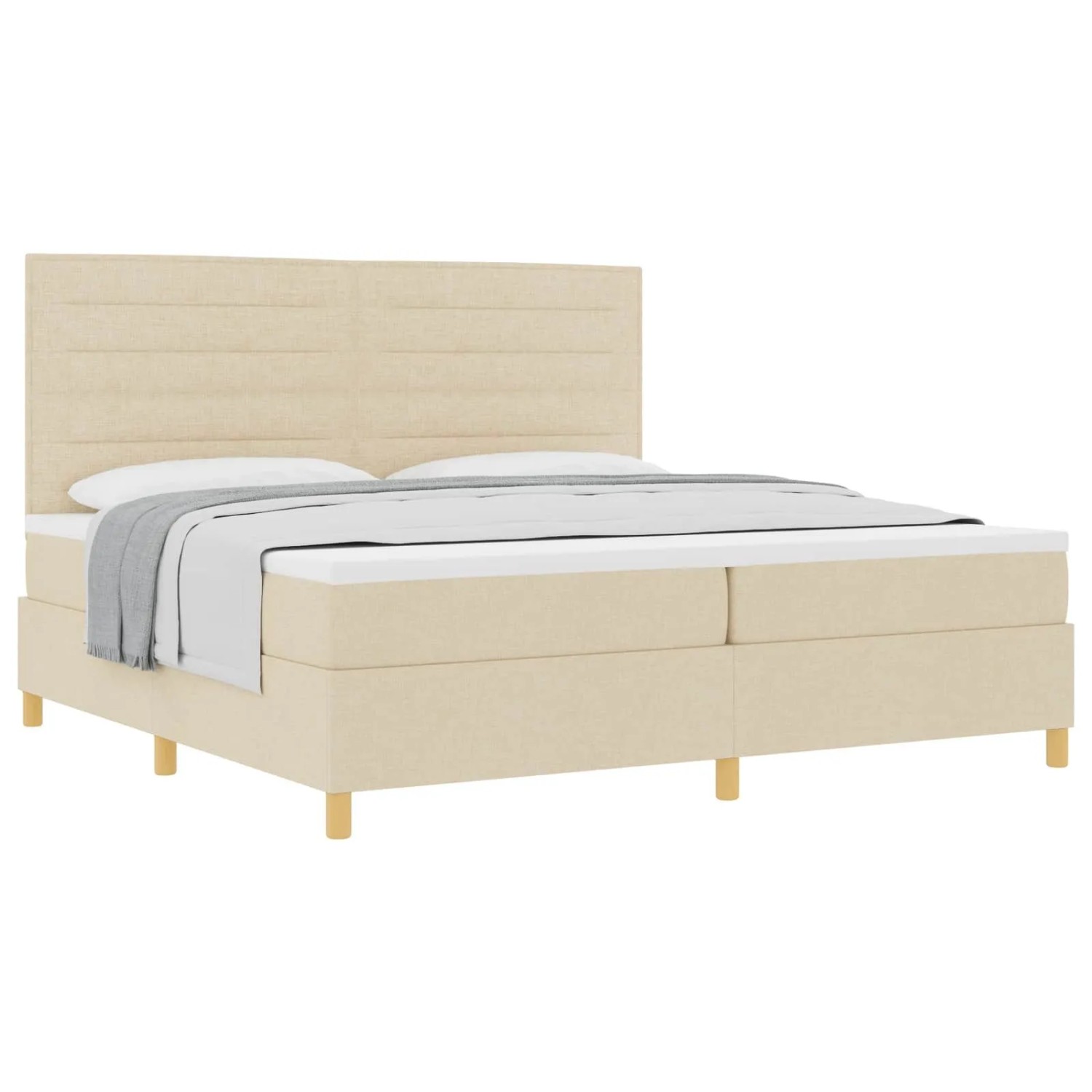 vidaXL Boxspringbett mit Matratze Creme 200 x 200 cm Stoff 3339572