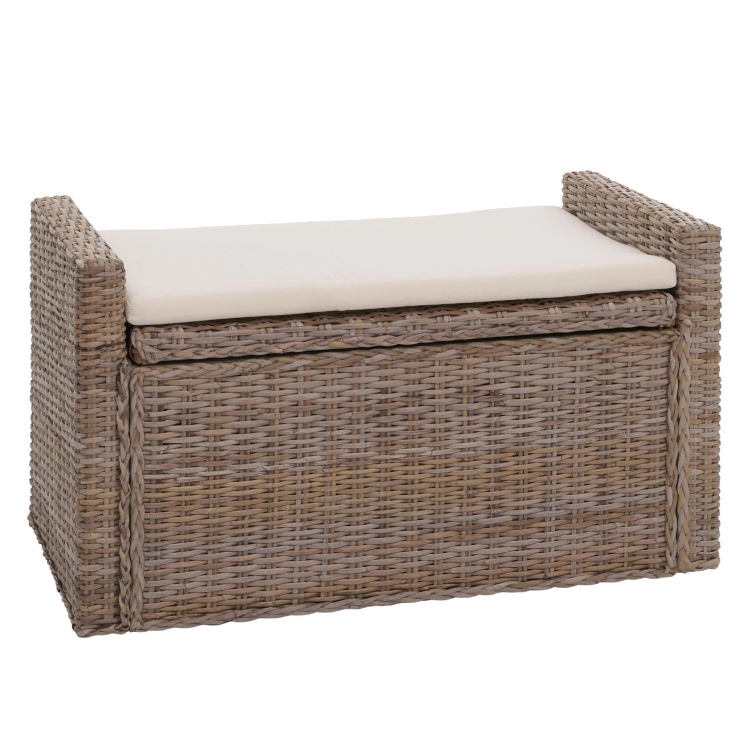 MCW Aufbewahrungstruhe Genua Rattan Grau-Braun