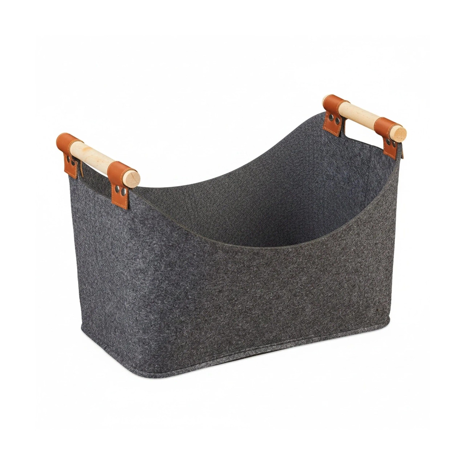 Relaxdays Filztasche Filz Holz Dunkelgrau Faltbar mit Holzgriffen 27 cm x 40 cm x 22 cm 0,28 kg